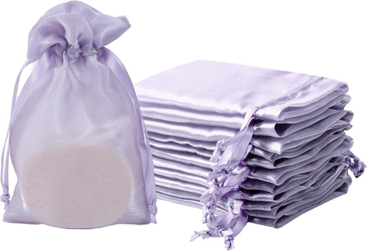 20 Pcs Lilac Purple Small Organza Bags 4X6 inch for Wedding Favors with Drawstring, Mini Mesh Gift Bags Jewelry Pouch for Candy Bridal Shower Party Favor Baby Shower Christmas