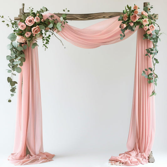 Wokceer Wedding Arch Draping Fabric 28.7" x 20FT - Blush Sheer Backdrop for Wedding Ceremony, Birthday Party, Bridal Shower Decoration