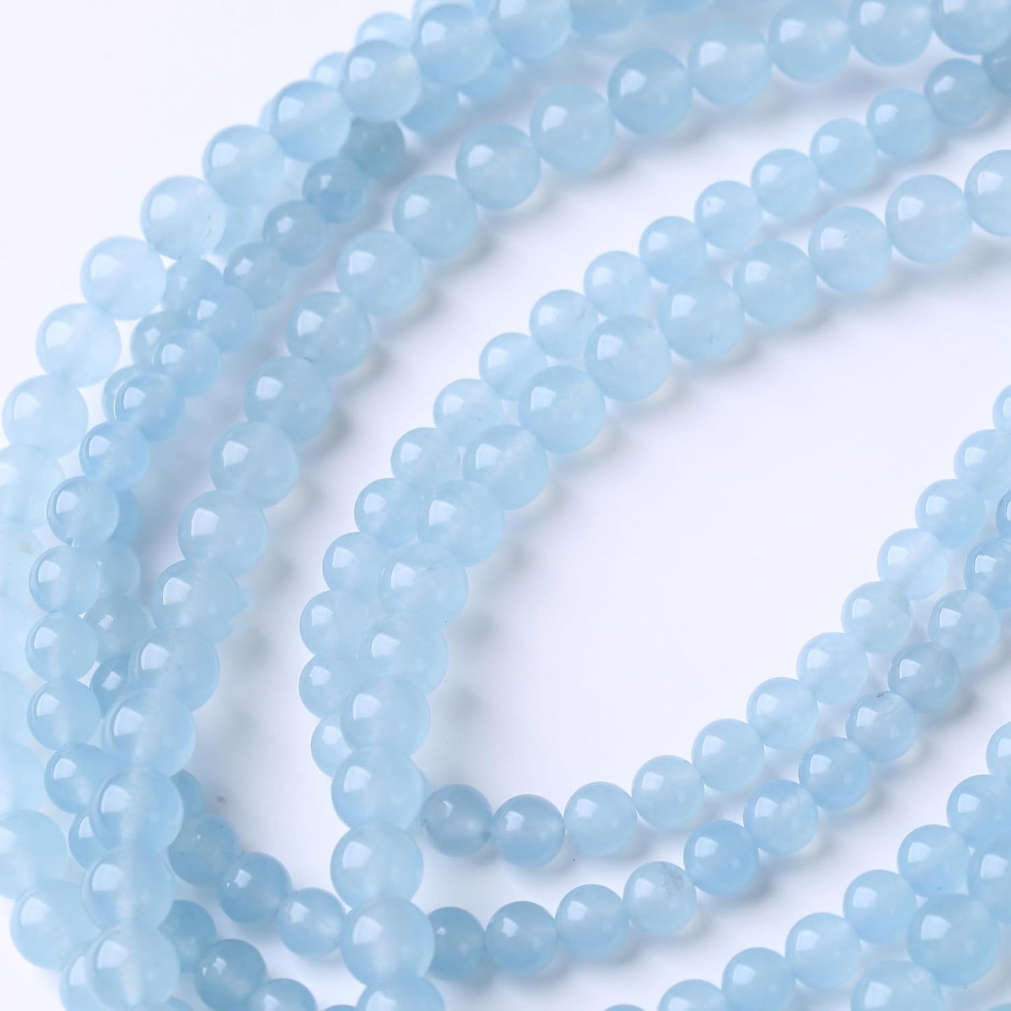 Ice Blue Chalcedony Stone Beads Gemstone Round Crystal Energy Jade Beads Stone Beads for Jewelry Making DIY Bracelet Necklace Jewelry Making 1 Strand 15.5inch 45PCS 8MM