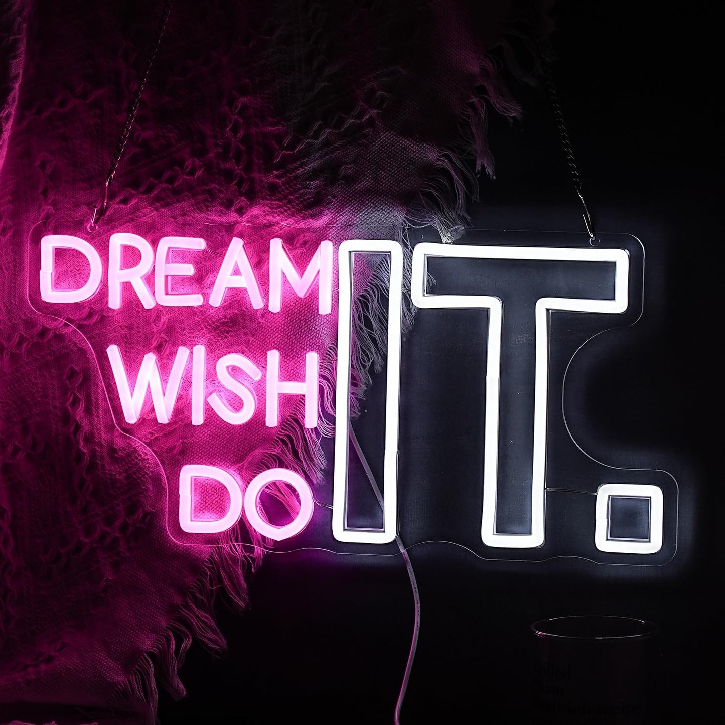 Dream It Wish It Do It Neon Sign Dimmable Letters Neon Light Signs for Wall Decor USB Power Pink White Neon Light for Bedroom Led Neon Sign for Studio Office Bar Gifts