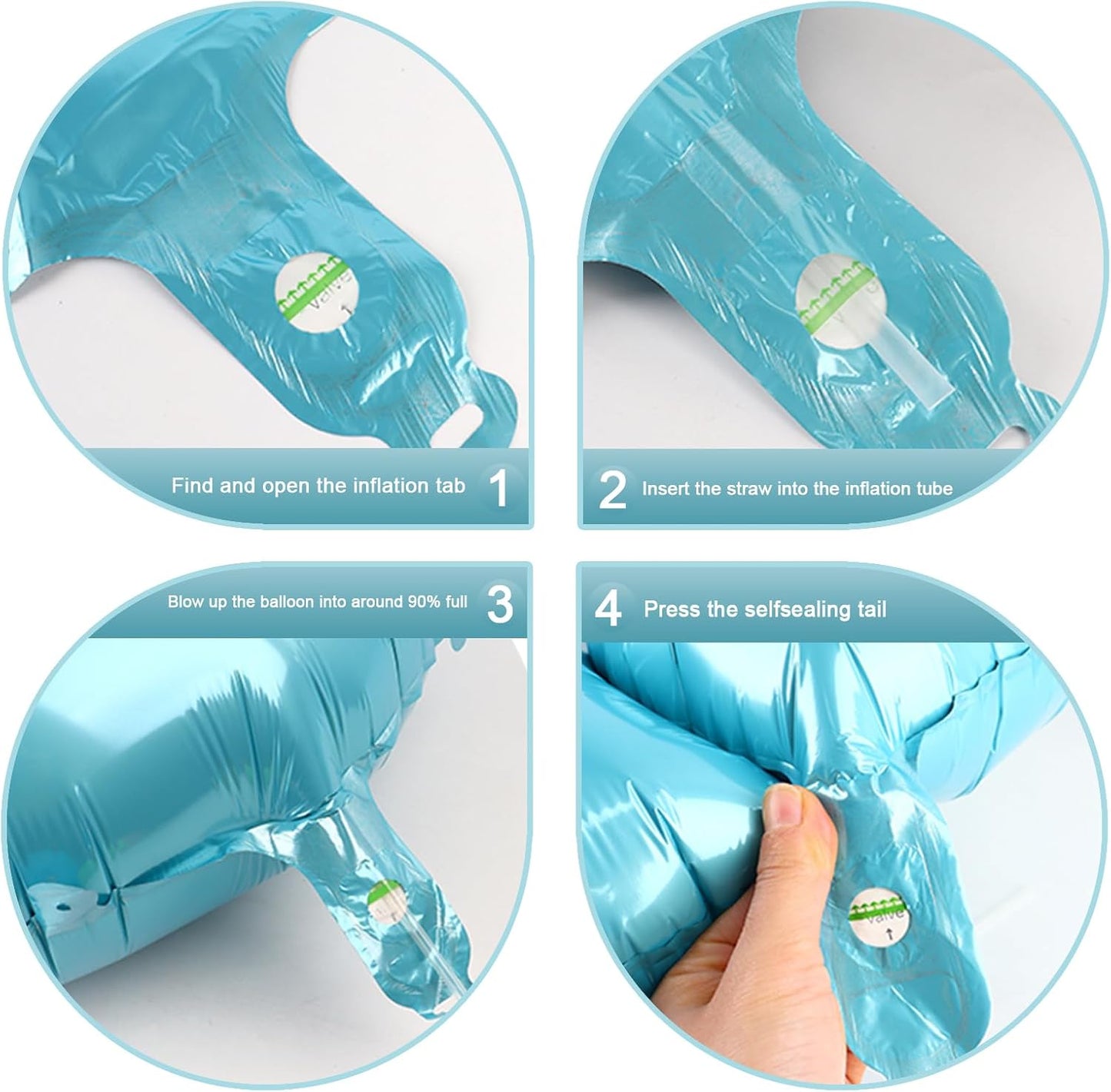 40 Inch Pearl Blue Large Number 4 Birthday Balloon, Giant Number Four 14 24 34 40 44 Balloons, Foil Mylar Big Balloons for Anniversary Graduation Supplies Decorations