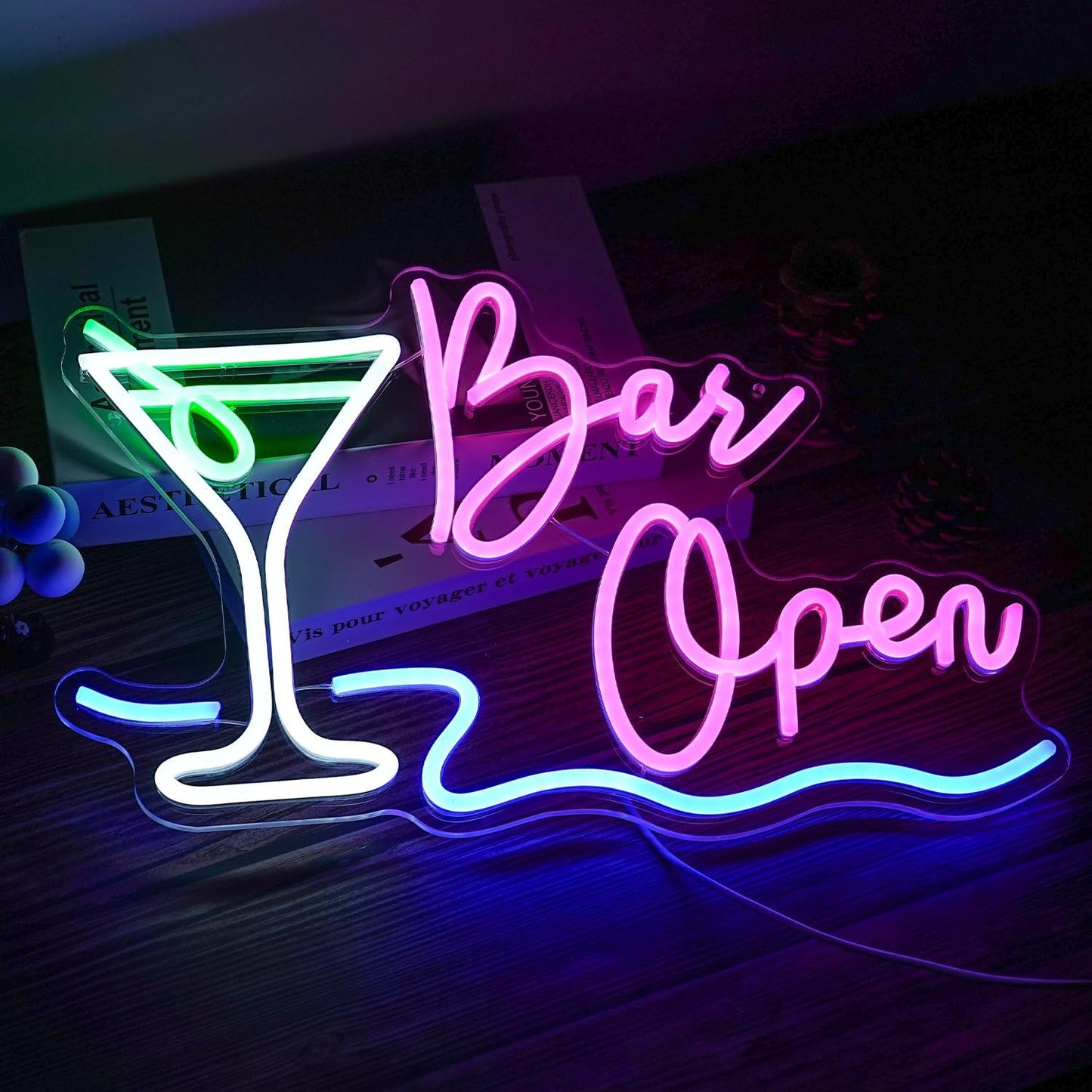 Bar Open Neon Sign Dimmable LED Cocktail Neon Lights Signs for Wall Decor Open Neon Light Bar Sign for Business Pub Store Man Cave Party Club Restaurant Decor