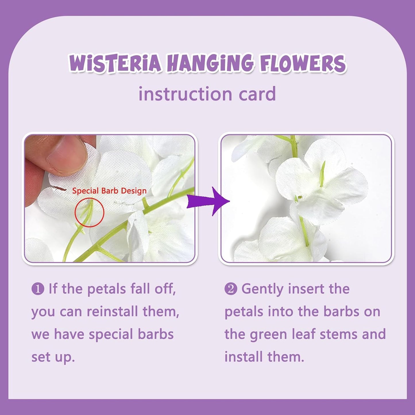 24 Pack Purple Wisteria Hanging Flowers Garland, 3.77 Feet Artificial Flower Vines, Fake Wisteria, Artificial Vines Hanging Garland for Backdrop Outdoor Yard Garden Decor