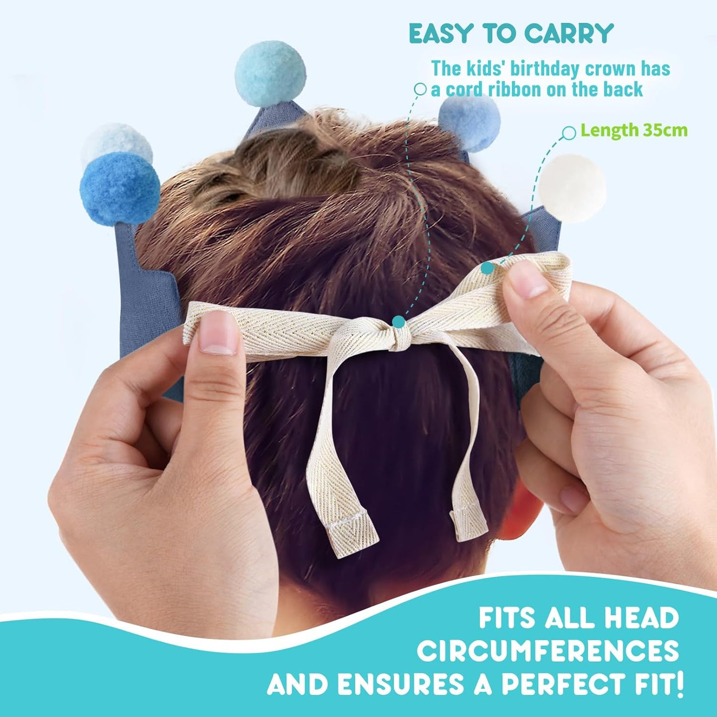 Reusable Birthday Crown with Numbers,Kids Birthday Hat Fabric Crown Pertain Kids Boy Toddler Girl Baby Bday Hats