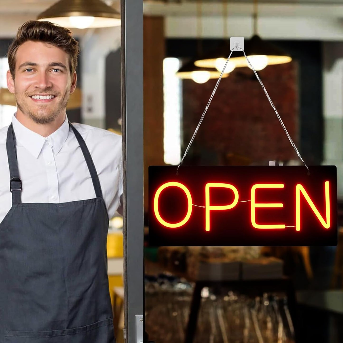 Led Open Sign for Business,OPEN and Close Double sided switching,Powered by 5V USB, And Adjustable Bright,Neon Sign for Storefront Window Glass Door Shop Store Florists Bar 15.7'' X 7''