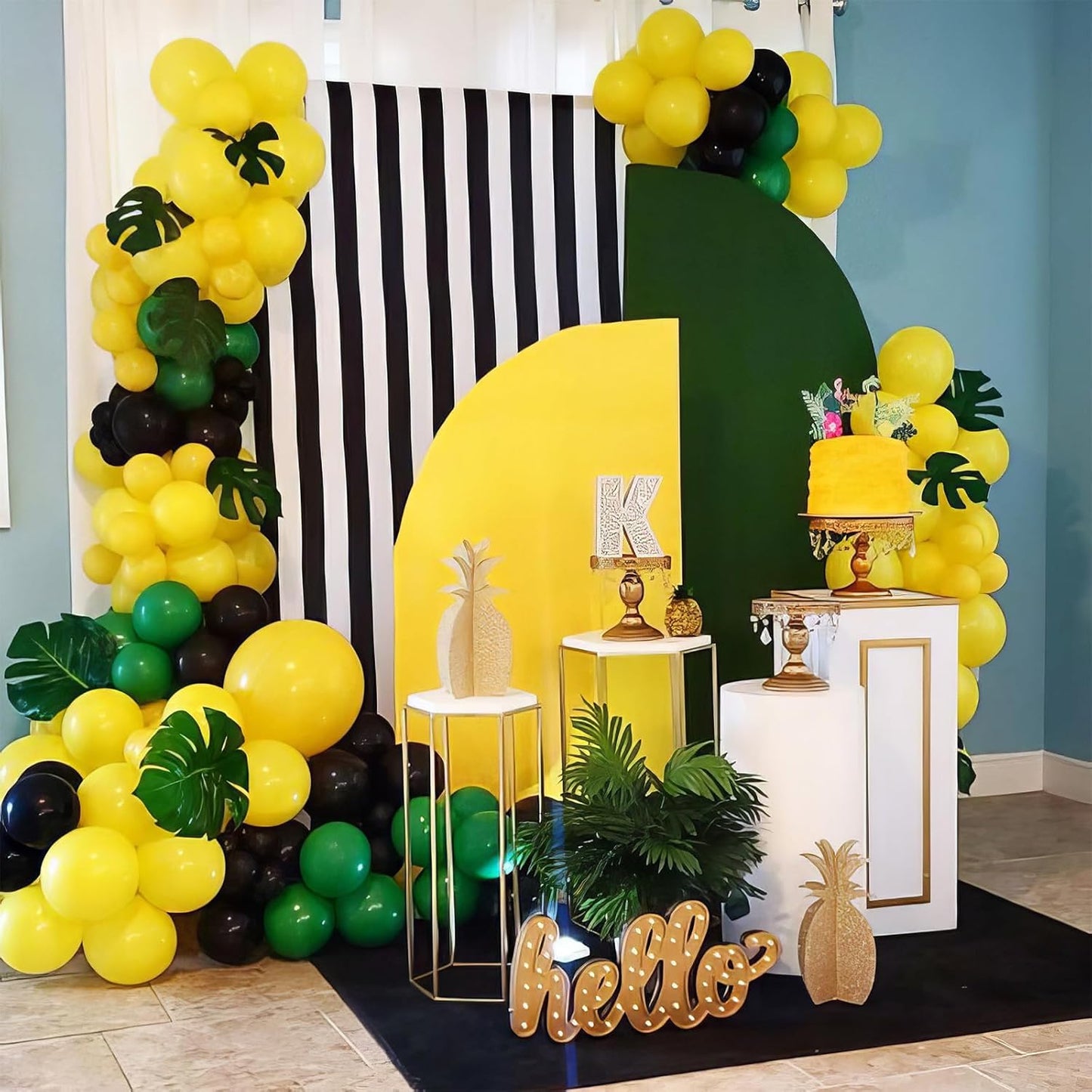 Green and Yellow Balloons, Tractor Football Sport Theme Balloon, Black Yellow Vintage Dark Green Balloons Green Confetti Balloon for Man Boy Birthday Baby Shower Party Decoration