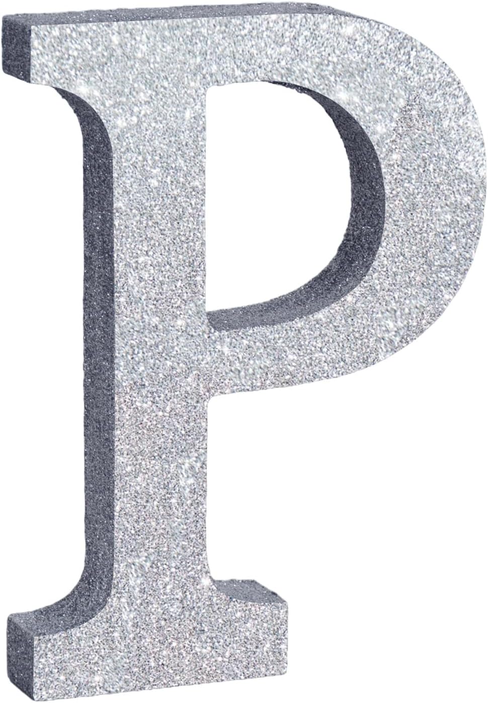 TONIFUL 8 Inch Silver Glitter Letter P Table Centerpiece A-Z Silver Birthday Party Decorations,Silver Alphabet P for Birthday,Chrismas,Graduation,Bridal Shower,Wedding,Anniversary Party Supplies