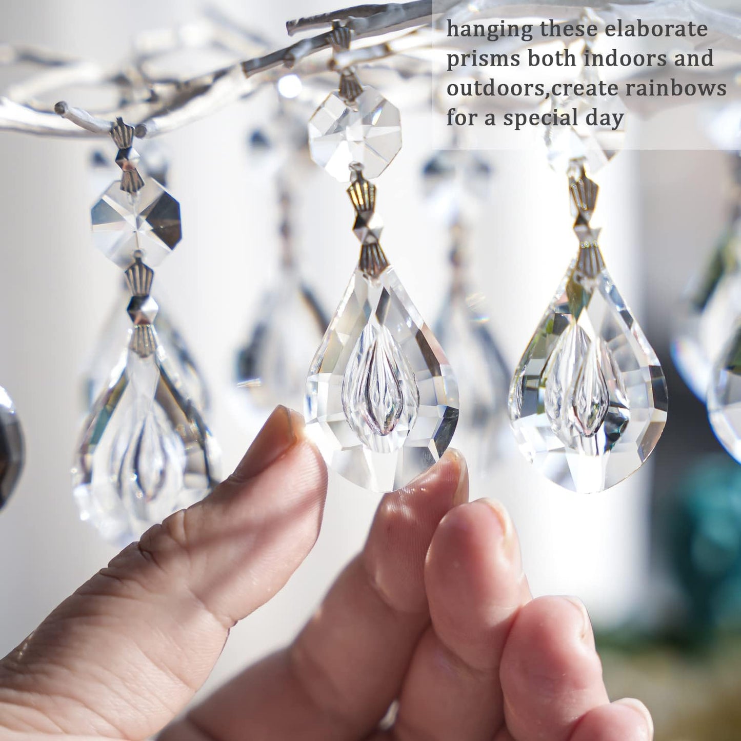 20pcs 38mm Crystal Loquat Shape Chandelier Replacement,Hanging Clear Glass Crystals for Chandelier,Crystal Prisms Beads for Wedding Home Decoration