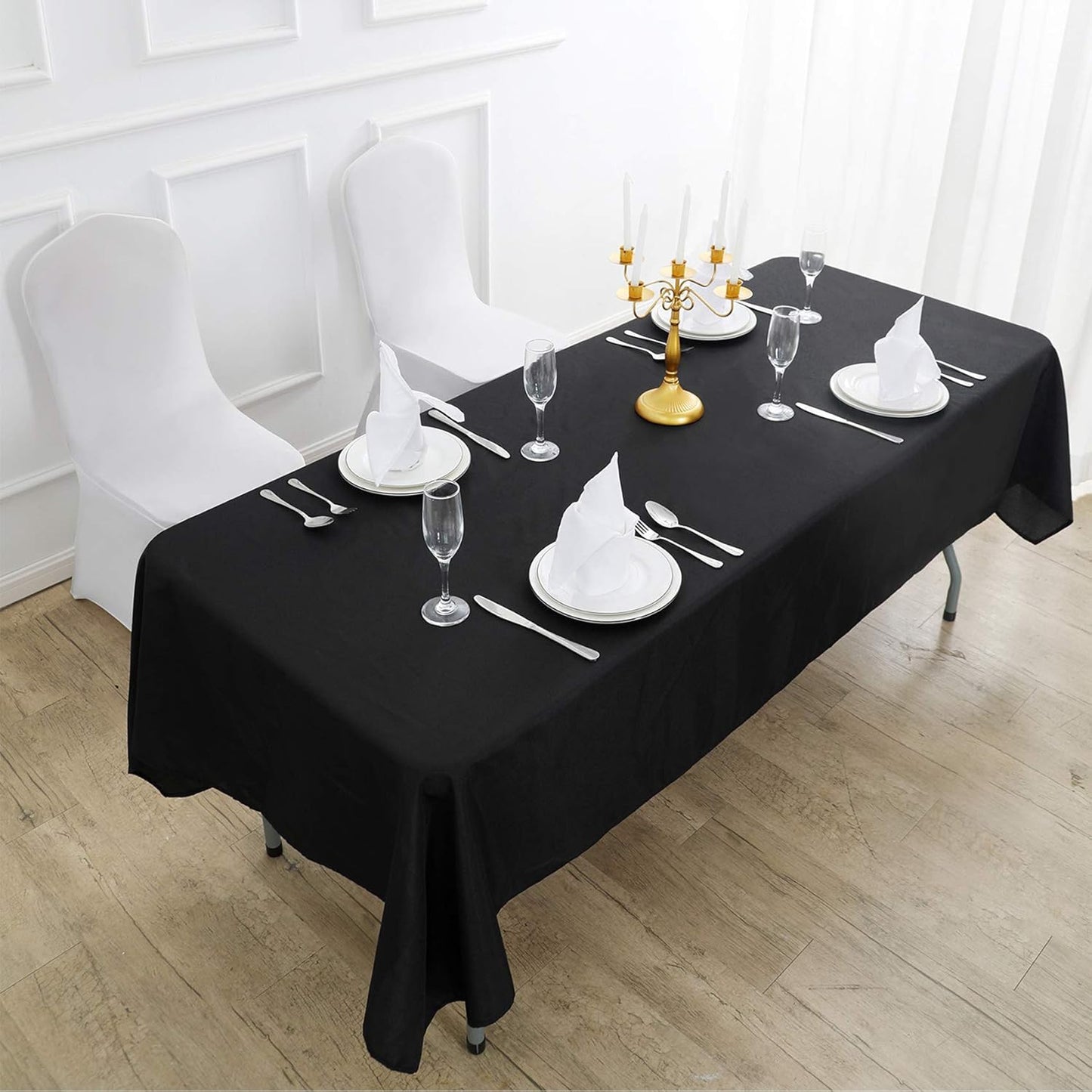Rectangle Tablecloth 60x120 inch Washable Polyester Fabric Table Cloth for Wedding Party Dining Banquet Decoration（60x120, Black）
