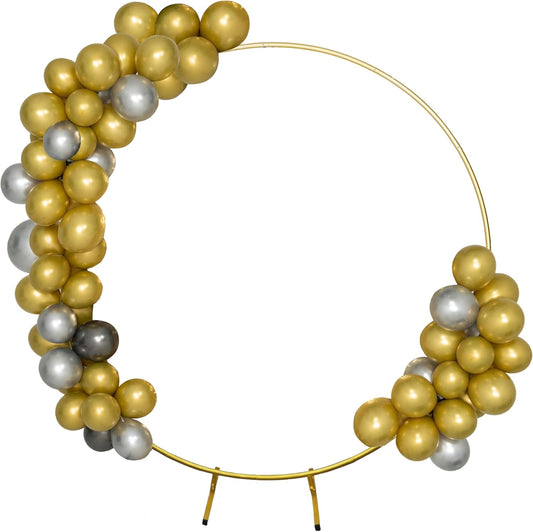 Round Backdrop Stand Circle Arch, 6.5ft Golden Metal Balloon Arch Kit for Party Decoration Wedding Arch Flower Ring Stand Harfirbe