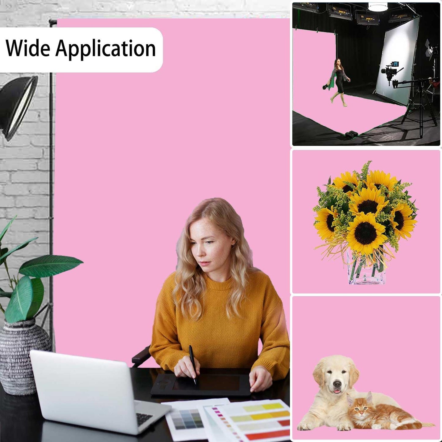 Pink Photography Backdrops, Photo Booth Video Shooting Photo Backdrop, Portrait Background for Photography, Photo Studio Pink Backdrops for Photoshoot 10x20ft