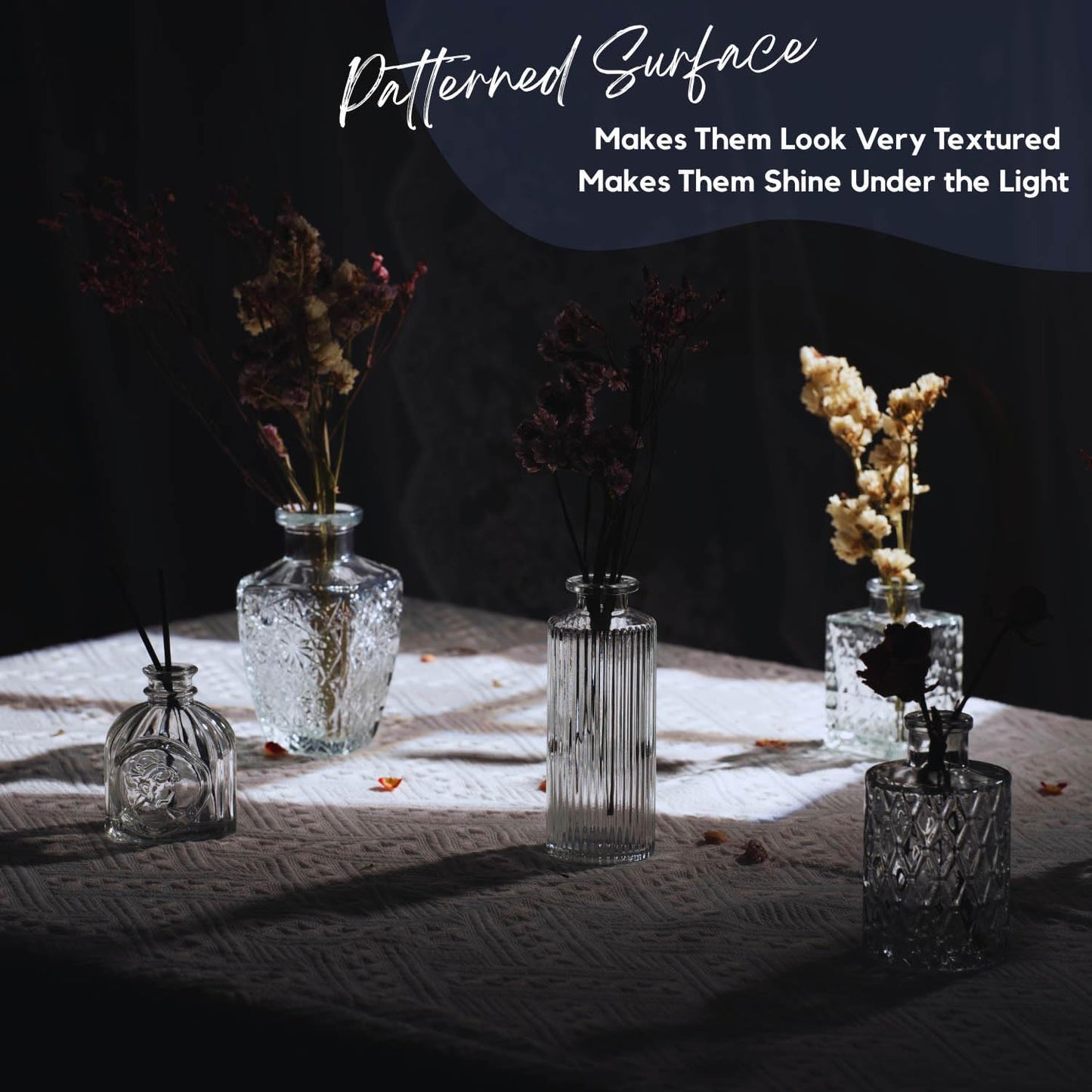 16 Pack Glass Bud Vases for Centerpieces - Bulk Small Flower Vases Set of 16, Mini Vintage Vases, 4 Styles for Party, Wedding Decorations, Baby Shower, Home Table Flower Décor (Clear)