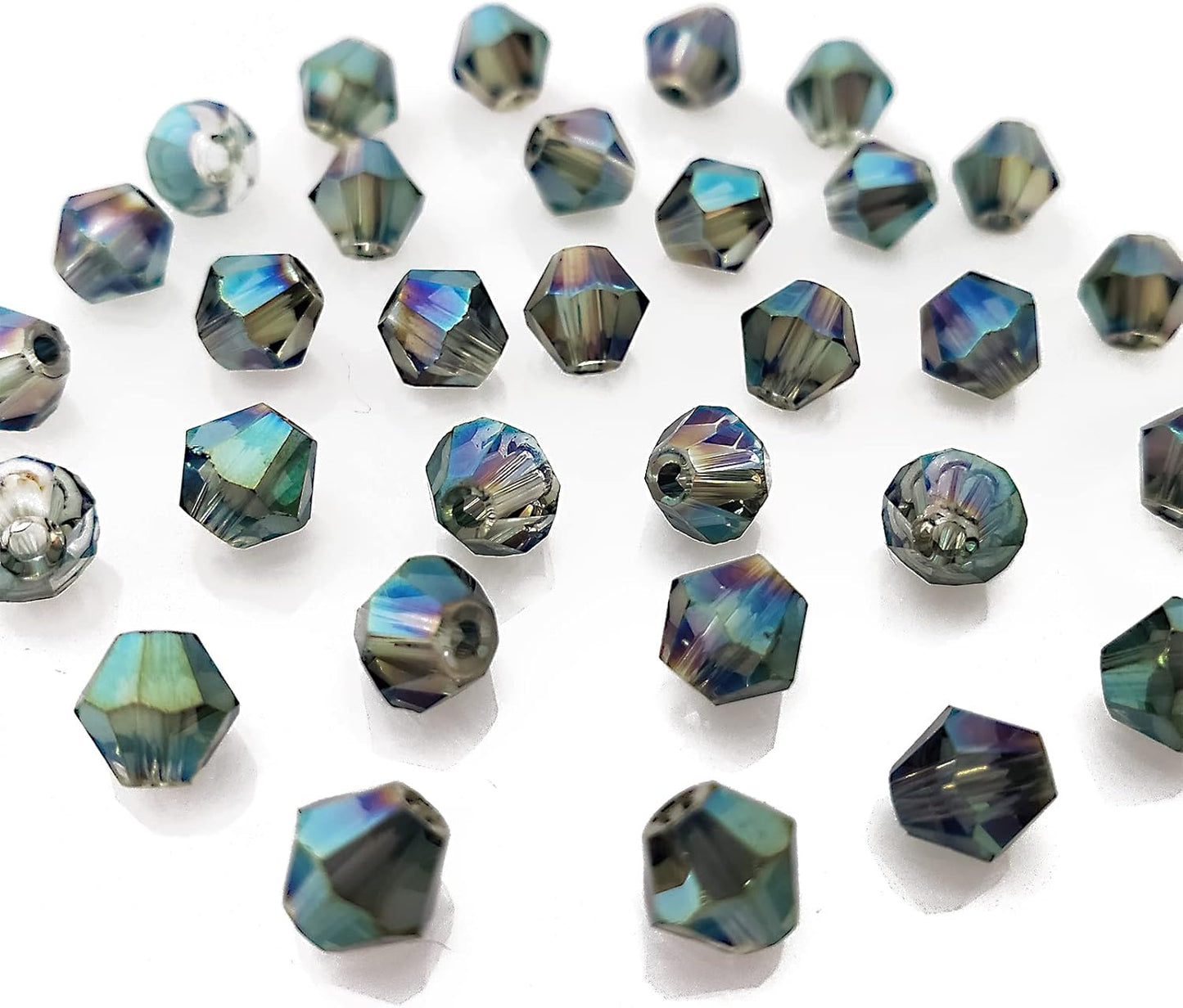 4mm Bicone 1800Pcs Clear Green Crystal Glass Beads Small Faceted Bicone Shape Crystal Glass Spacer Beads for Bracelet Necklace Decorative Hand Jewelry Making (Clear Green, 4MM)