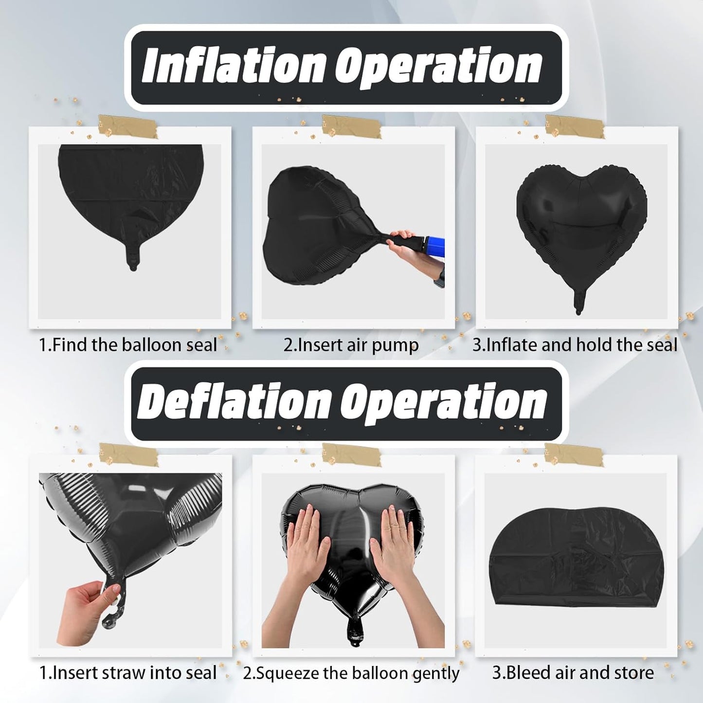 Black White Heart Balloons, 18 Inch Black and Cream White Heart Shape Balloon, 12PCS White Sand Black Helium Foil Heart Balloon for Birthday Wedding Bridal Shower Bachelorette Party Decorations