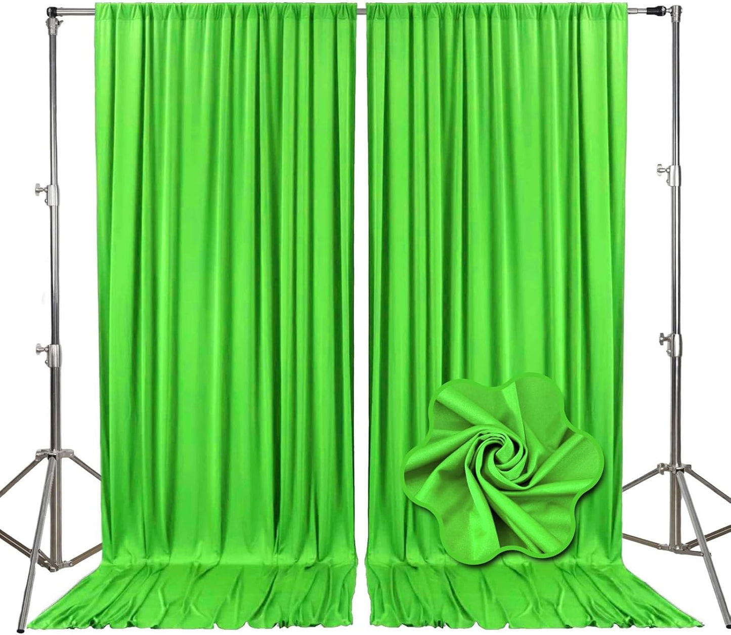 10ft x 10ft Emerald Green Backdrop Curtains for Parties, Fabric Satin Background Curtain with Rod Pockets for Weddings, Birthday, Baby Shower, Photography, Graduation Party Backdrop Drapes, 2 Panels