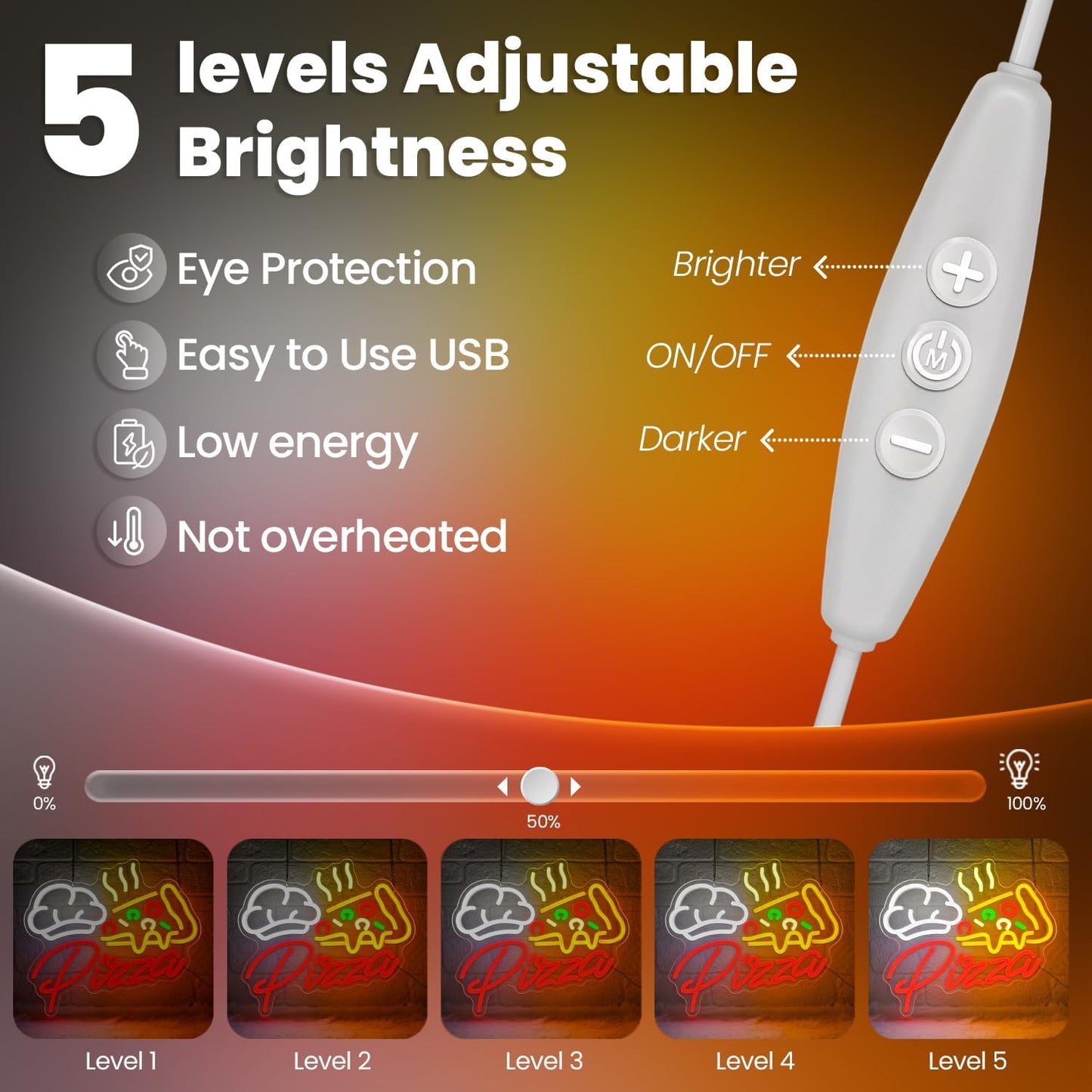 Pizza Neon Sign,Colorful Pizza Neon Signs for Wall Decor,Pizza Shaped Led Signs for Business Fast Food,Dimmable Pizza Neon Lights forKitchen,Light up Pizza Sign for Restaurant Pizza Shop