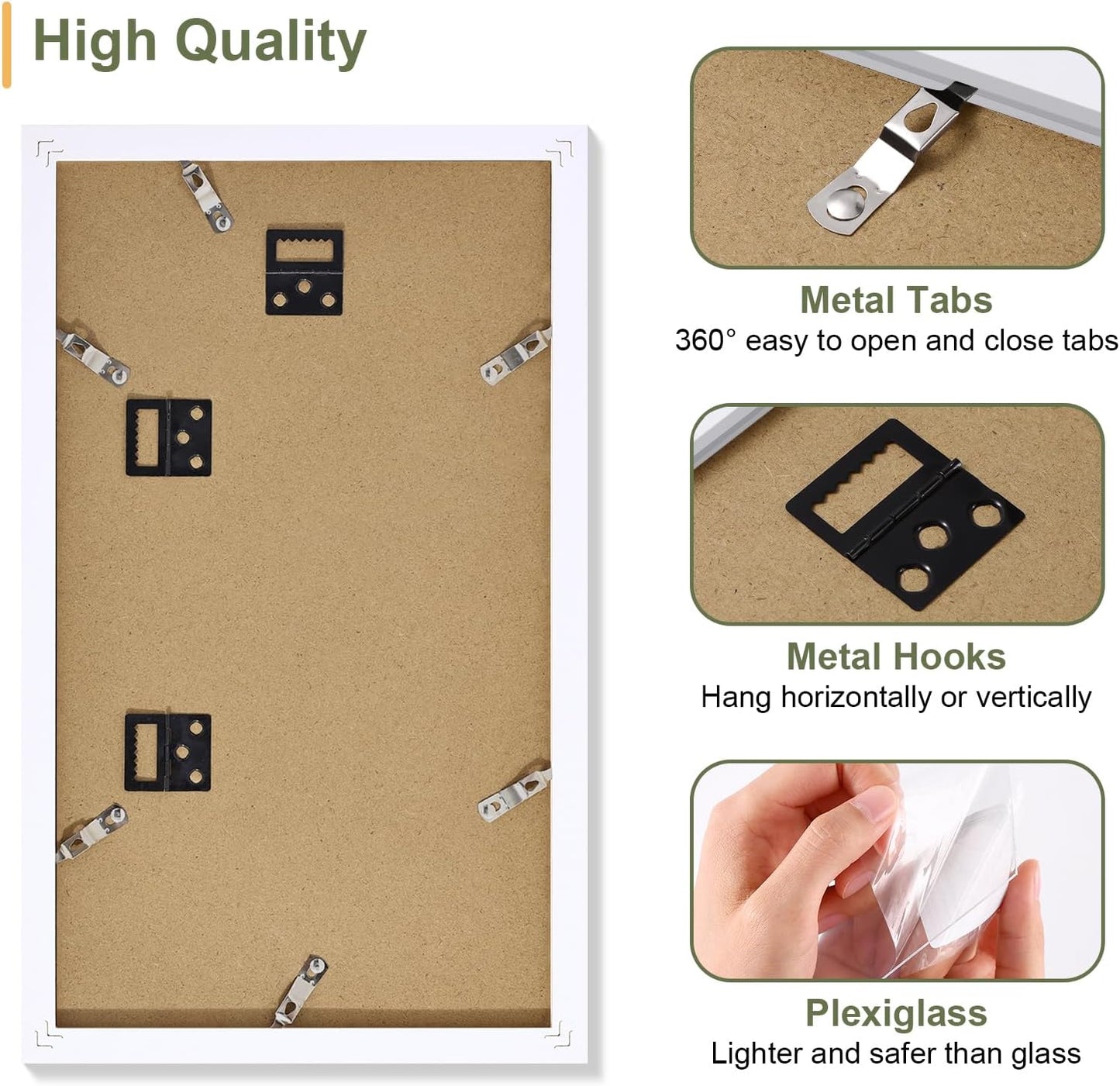 Vittanly 8x14 Picture Frames Collage, Displays 3Pcs 4x6 Pictures with Mat, Collage Picture Frame for Horizontal or Vertical Display, White, 1 Pack