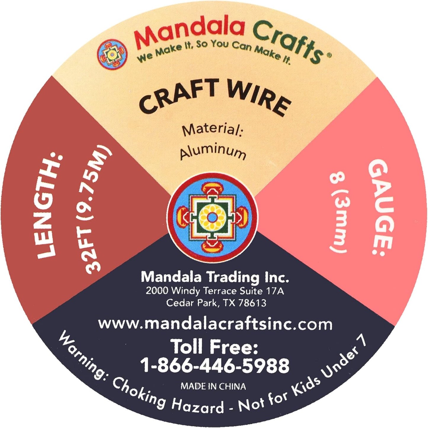 Mandala Crafts 8 Gauge Anodized Aluminum Craft Wire for Jewelry Making - 32 FT Colored Flexible Raspberry Wire - Bendable for Bonsai Armature Crafting Sculpting