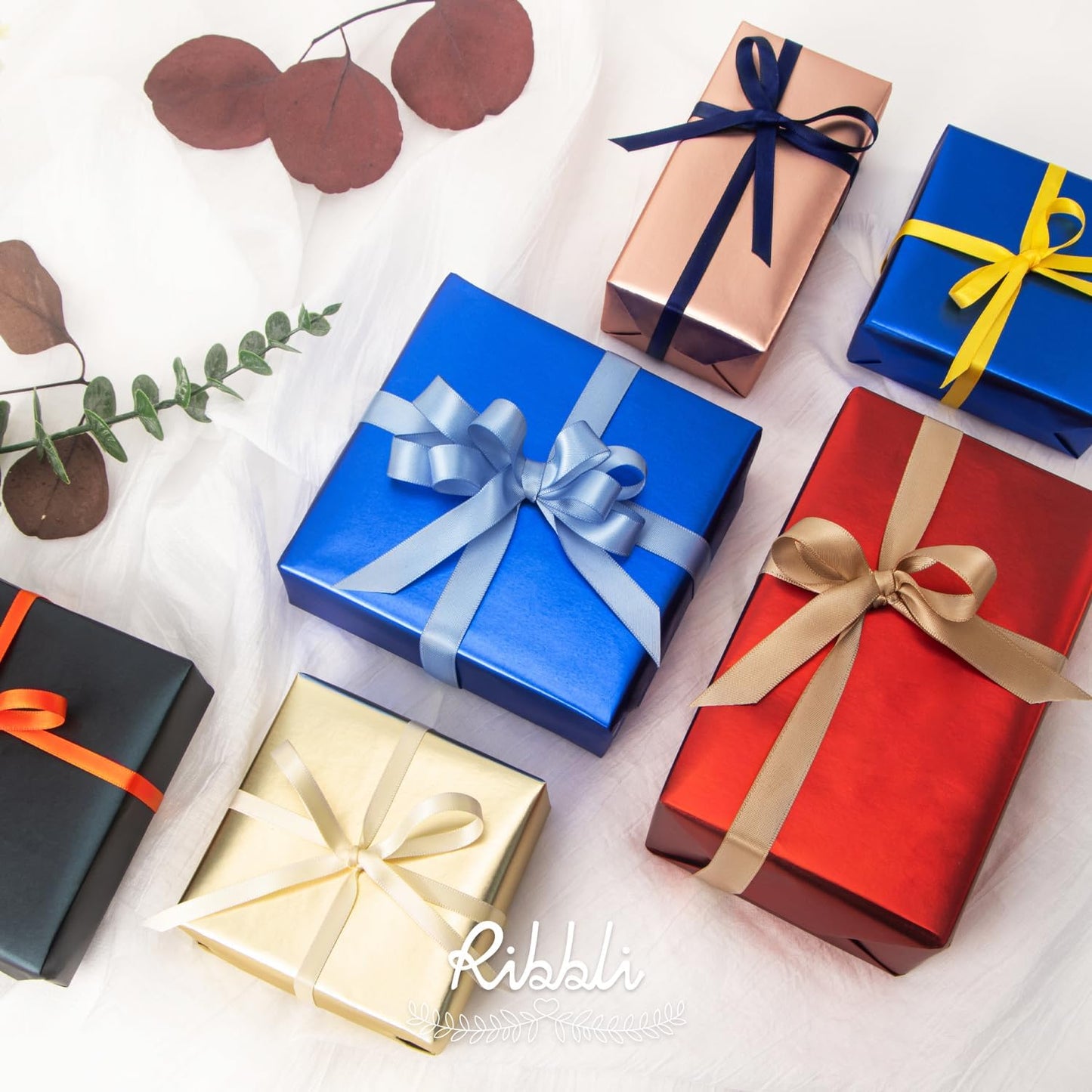 Ribbli Navy Double Faced Satin Ribbon,1/2 Inch x Continuous 25 Yards,Use for Craft Bows Bouquet, Gift Wrapping, Wedding Decoration, Floral Arrangement