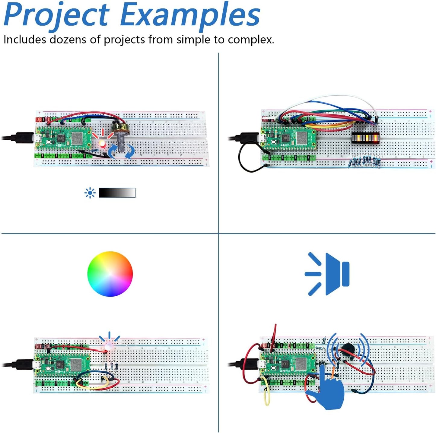 Freenove Basic Starter Kit for Raspberry Pi Pico 2 W (Included), Dual Arm Cortex-M33 and Dual Hazard3 RISC-V Microcontroller, 386-Page Detailed Tutorial, 142 Items, 55 Projects, Python C Code