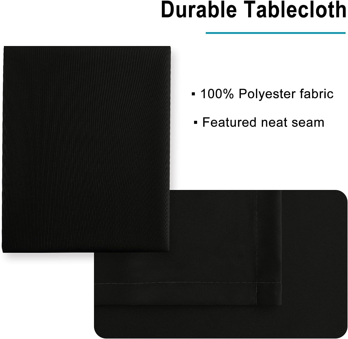 Hiasan Black Rectangle Tablecloth - 70 x 120 Inch - Waterproof & Wrinkle Resistant Washable Fabric Table Cloth for Dining, Party and Outdoor use