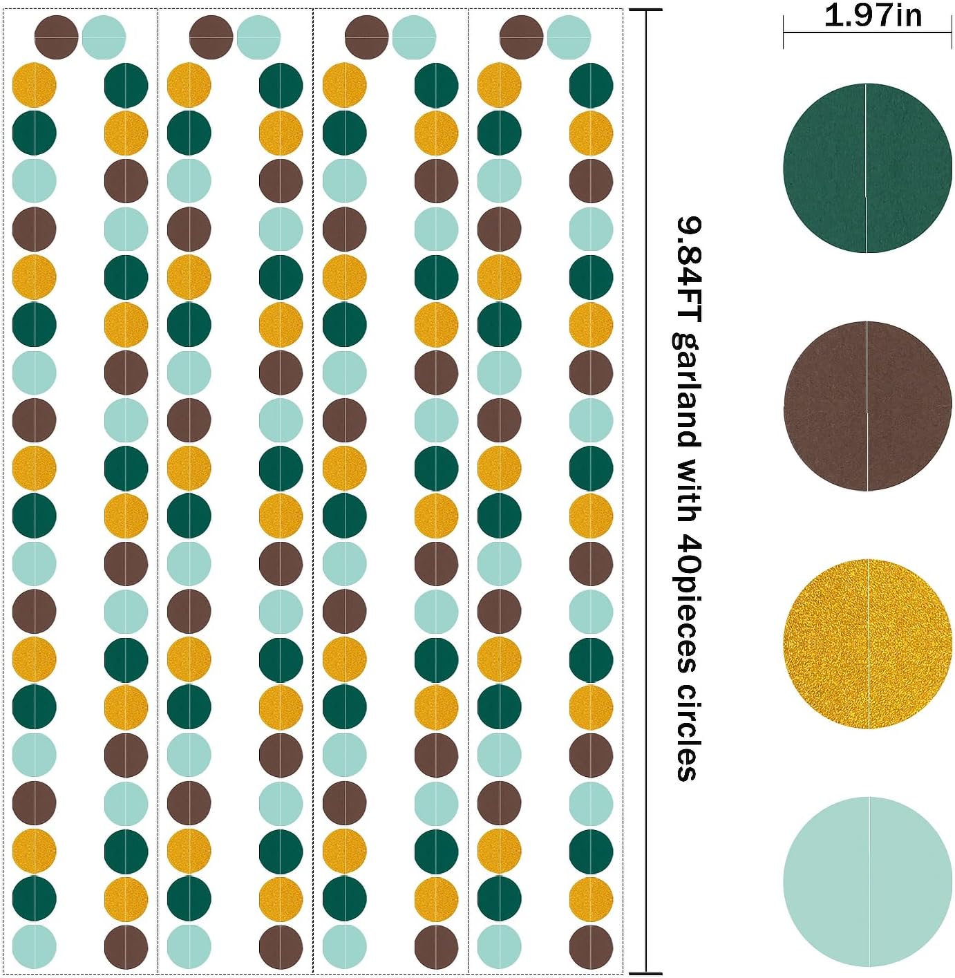 Sage-Green Gold Brown Party Decorations - 52FT Paper Streamers Gender Neutral Baby Shower Bridal Shower Garland Boho Birthday Rustic Decoration Woodland Theme Decor HongTongTong