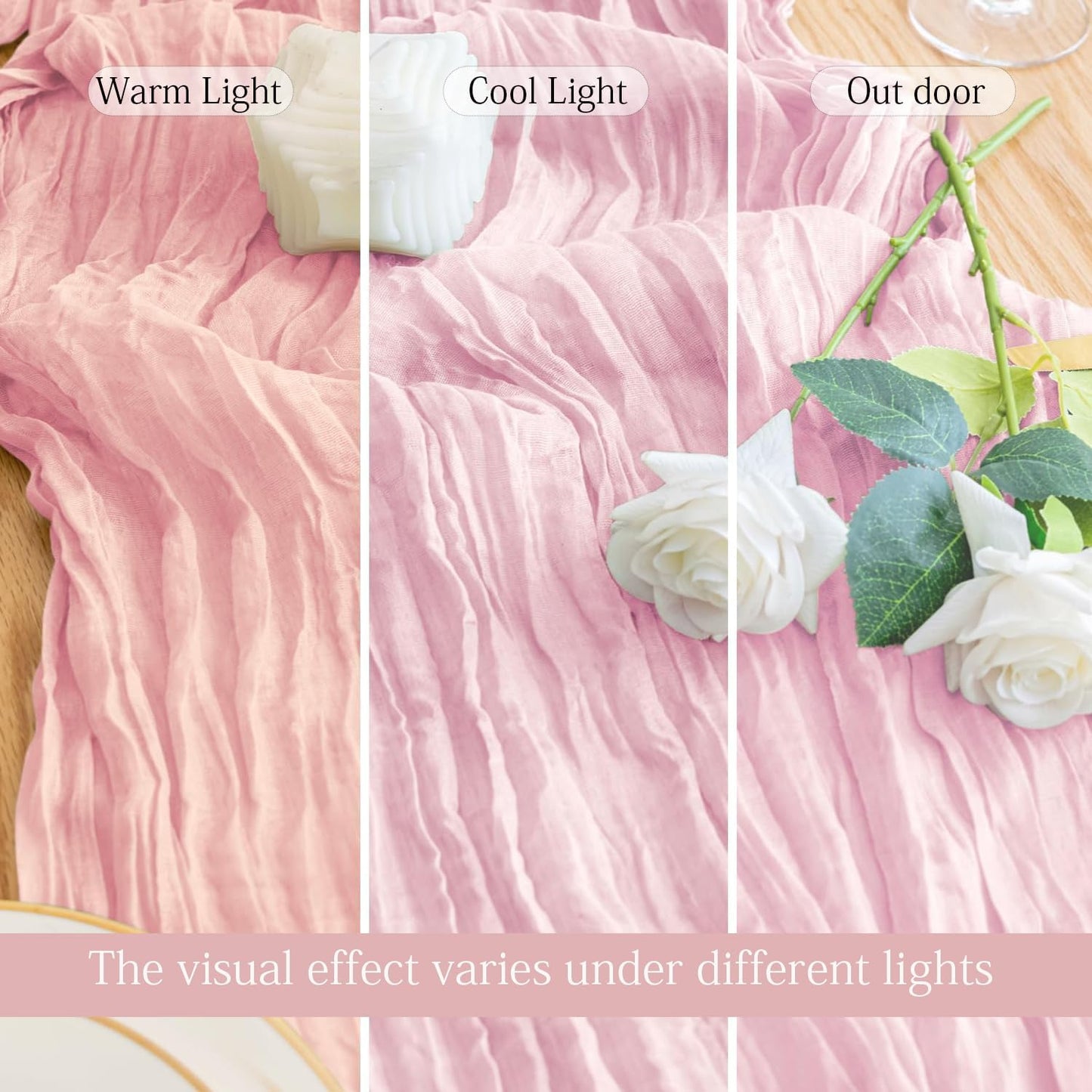 6 Pack Light Pink Cheesecloth Table Runner 23x120 inch Rustic Boho Gauze Table Runner 10 FT Long Sheer Cheese Cloth Fabric Table Runners for Romantic Wedding Bridal Shower Birthday Party Decor