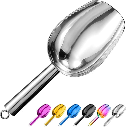 Metal Ice Scoop 6 Oz, Small Stainless Steel Ice scooper for Ice Maker Ice Bucket Kitchen Freezer Bar Party Wedding, Multipurpose for Coffee Bean,Flour Scoop,Dog Food Scoop (6 OZ-Silver)