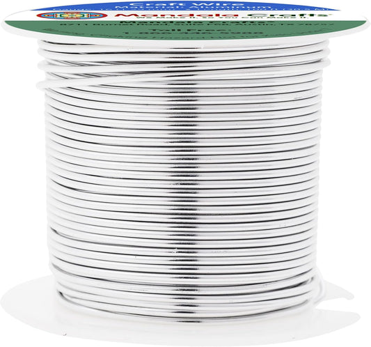 Mandala Crafts 16 Gauge Anodized Aluminum Craft Wire for Jewelry Making - 100 FT Colored Flexible Silver Tone Wire - Bendable for Bonsai Armature Crafting Sculpting