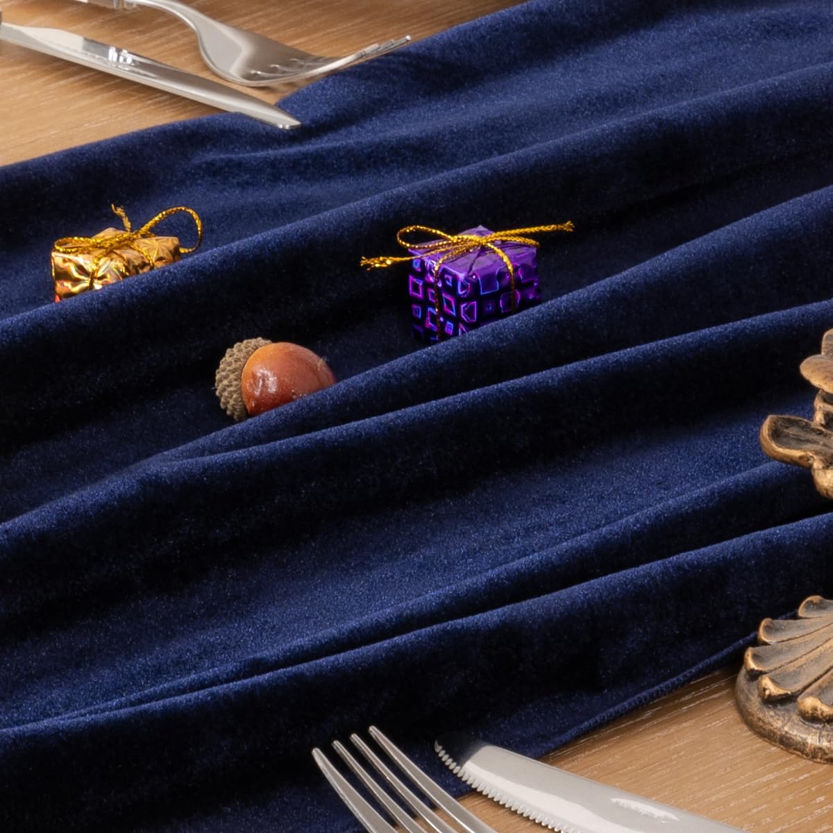MLMC 2 Pack Navy Blue Velvet Table Runner 10ft Luxury Deep Blue Velvet Fall Table Runner 20x120 Inches for Wedding Reception Bridal Shower Party Birthday Events Decor