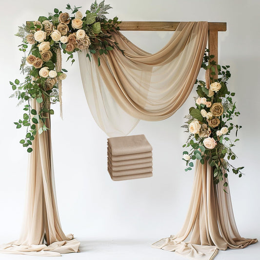 Wokceer Nude 6 Panels 28.7" x 20FT Sheer Fabric Drapes Backdrop Arch Draping Fabric for Wedding Ceremony Birthday Party Bridal Shower Decoration