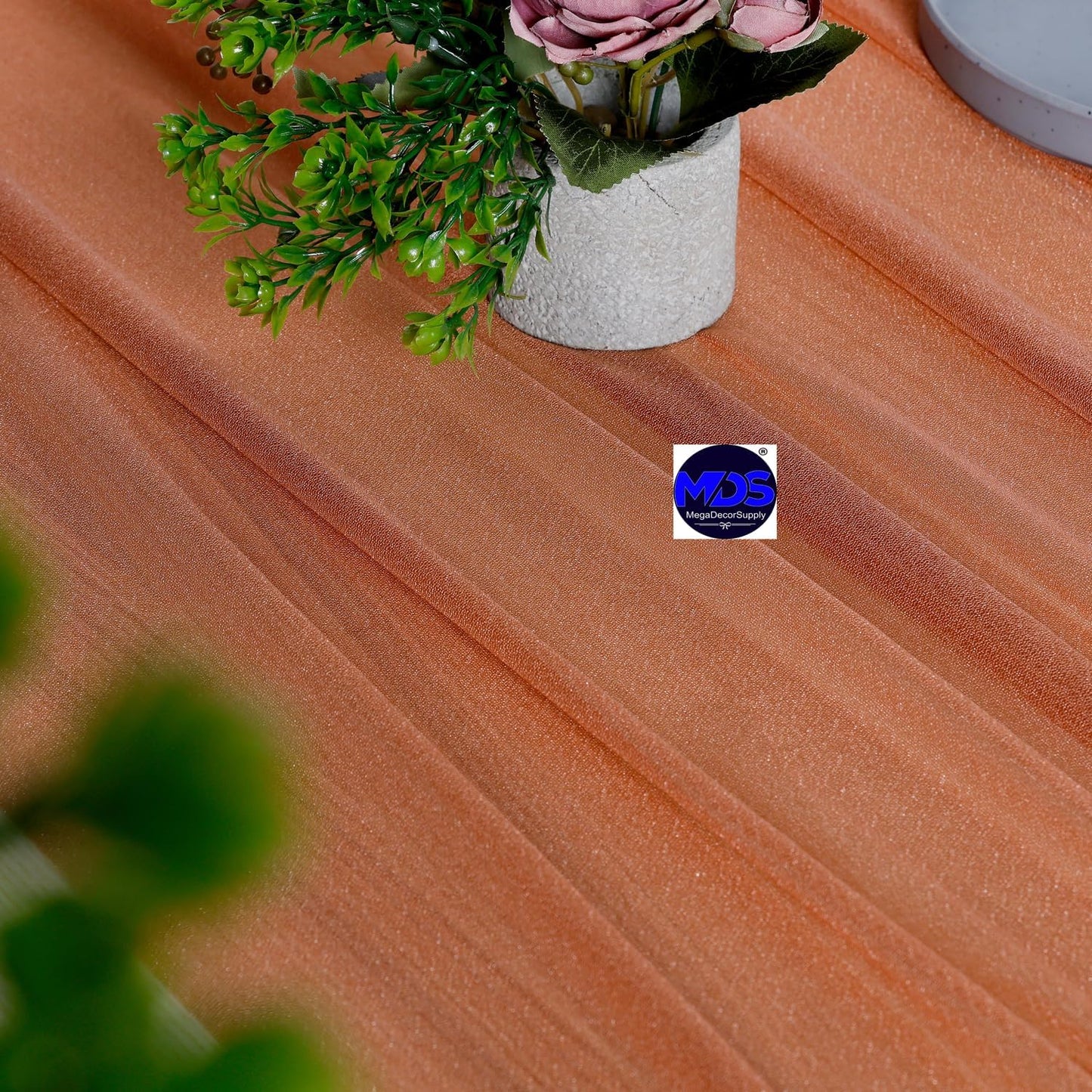 MDS 20 Pack 10ft Chiffon Table Runner 29 x 120 Inches Sheer Wedding Runner Romantic Rustic Table Runner for Wedding Decorations, Birthday Parties, Bridal Shower Party Arch Decor - Coral Peach