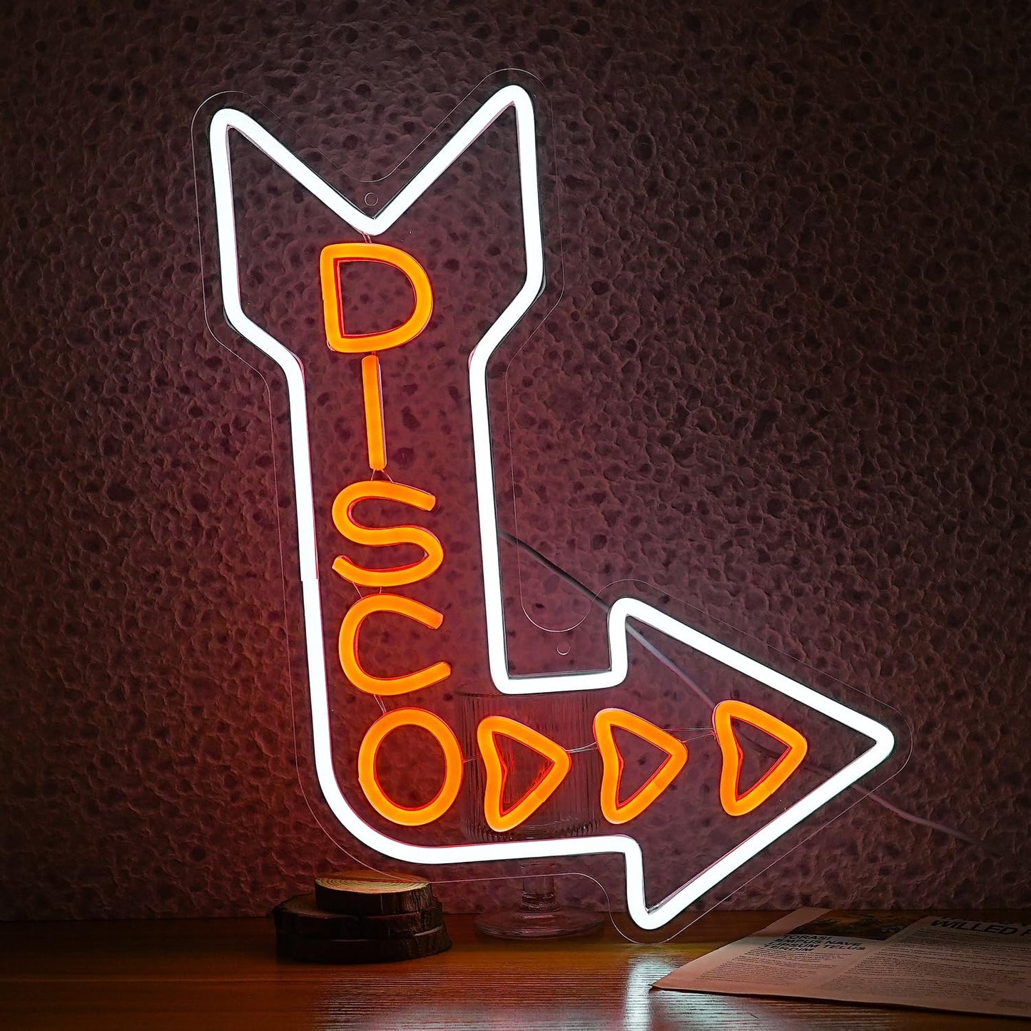LED Disco Neon Sign Disco Guide Neon Light for Wall Decor Dimmable Led Disco Light Up Sign for DJ Music Bar Bedroom Party Music Concert Man Cave 16.5 * 12.6 IN