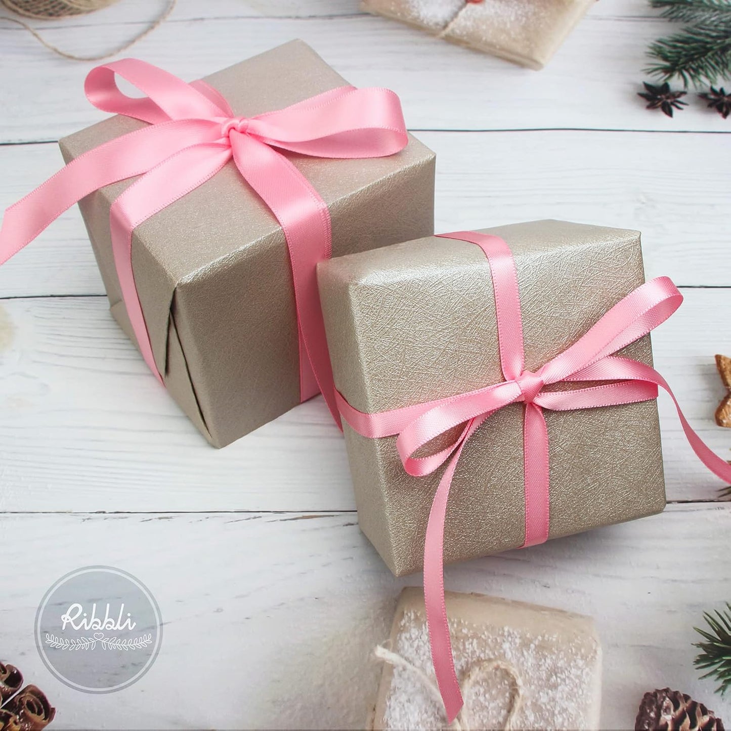 Ribbli Double Faced Pink Satin Ribbon,1/2” x Continuous 25 Yards,Use for Bows Bouquet,Gift Wrapping,Floral Arrangement