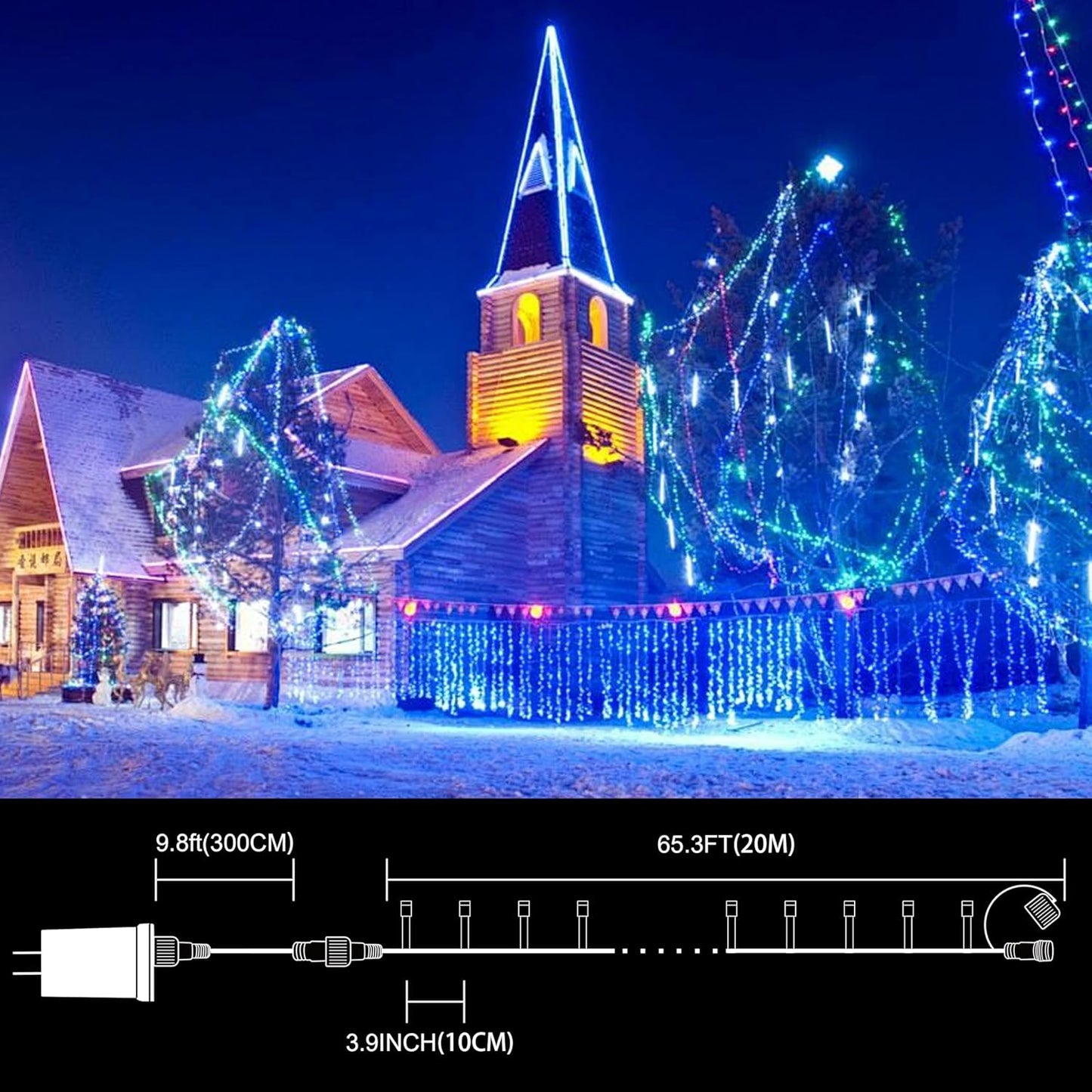 LAMPHOME 66ft Christmas Decorative Mini Lights,200 LED Transparent Wire Fairy Starry String Lights Plug in, 11 Lighting Modes, for Indoor Outdoor Xmas Tree Wedding Party Decoration (Blue)