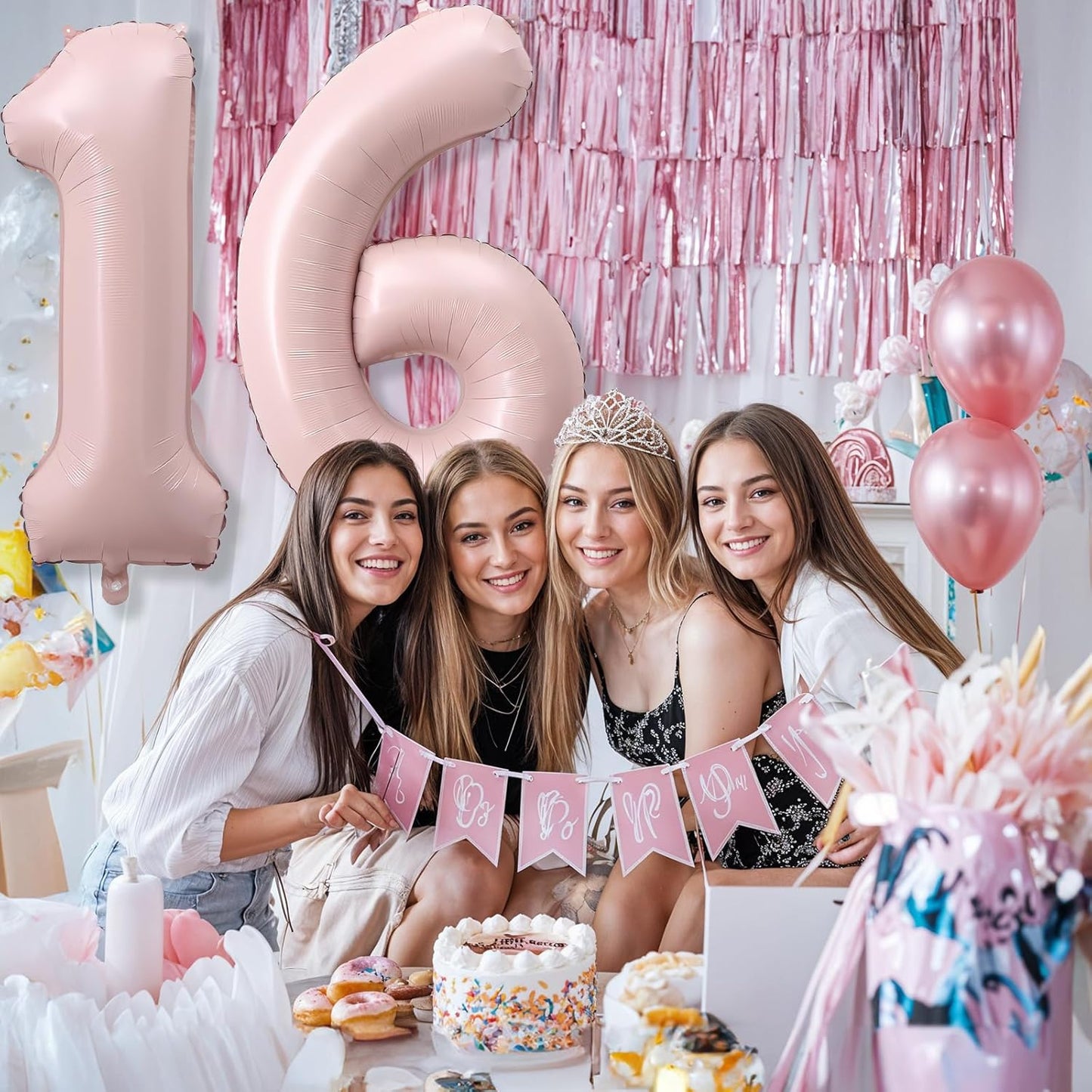Light Pink Sweet 16th Birthday Balloon for Girls, 40 Inch Self Inflating Mylar Number 16 Balloons, Big Blush Pastel Pink Foil 1 & 6 Helium Balloon 16 for Women Coquette 16th Birthday Party Decorations