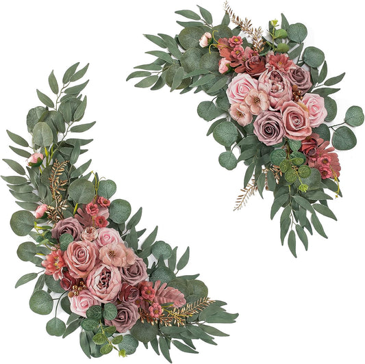 Wedding Arch Flowers, Artificial Flowers for Reception Backdrop and Welcome Ceremony Sign, Large Flower Swag for West Styles Wedding Ceremony Floral Decor - Pack of 2