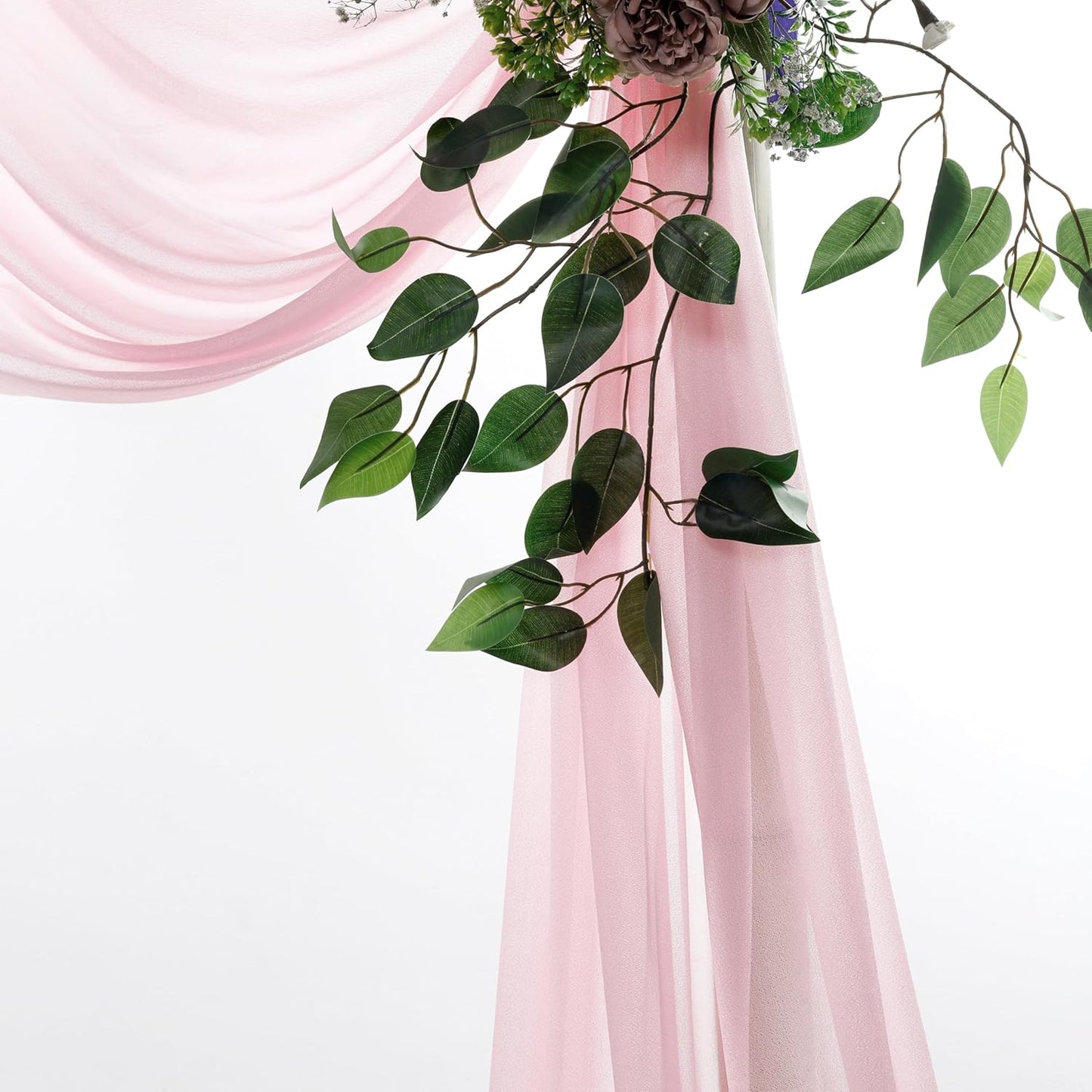 VDS Pack of 3 Panel (30 Inch X 20 Feet) Wedding Arch Draping Fabric Sheer Chiffon Fabric Drapery for Wedding Ceremony Reception Swag Backdrop Canopy Chuppah ARBO Altars Decoration (Blush Pink)