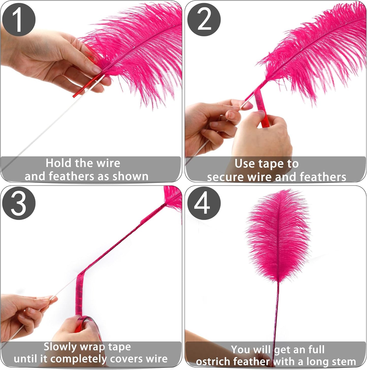 Holmgren Hot Pink Ostrich Feathers - 20pcs Making Kit 22 Inch Ostrich Feathers Bulk for Vase, Floral Arrangement, Home Wedding Party Centerpieces and Easter Gatsbi Decorations
