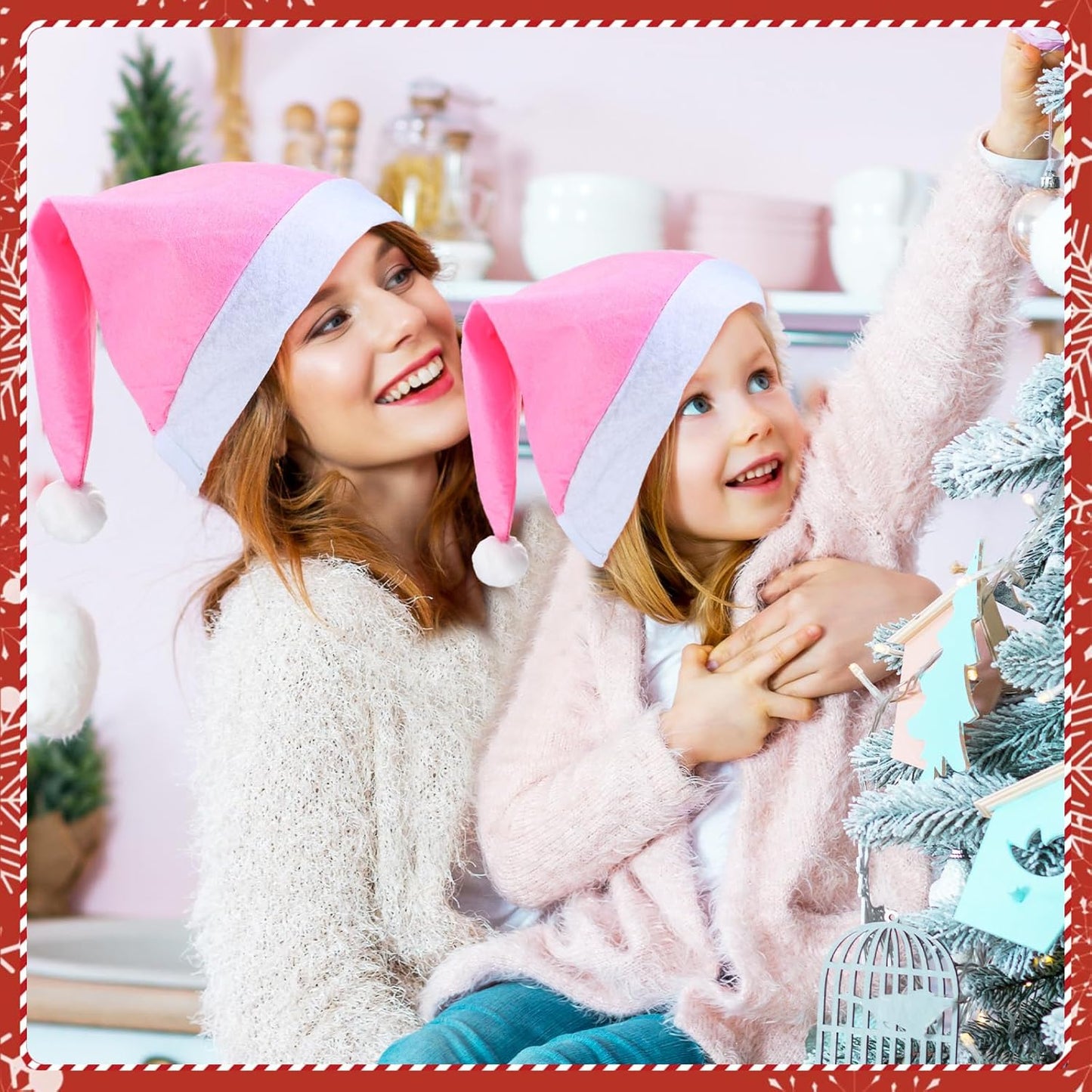 SATINIOR 12 Pieces Santa Hats Christmas Non Woven Fabric Hat for Holidays Xmas Party Supplies