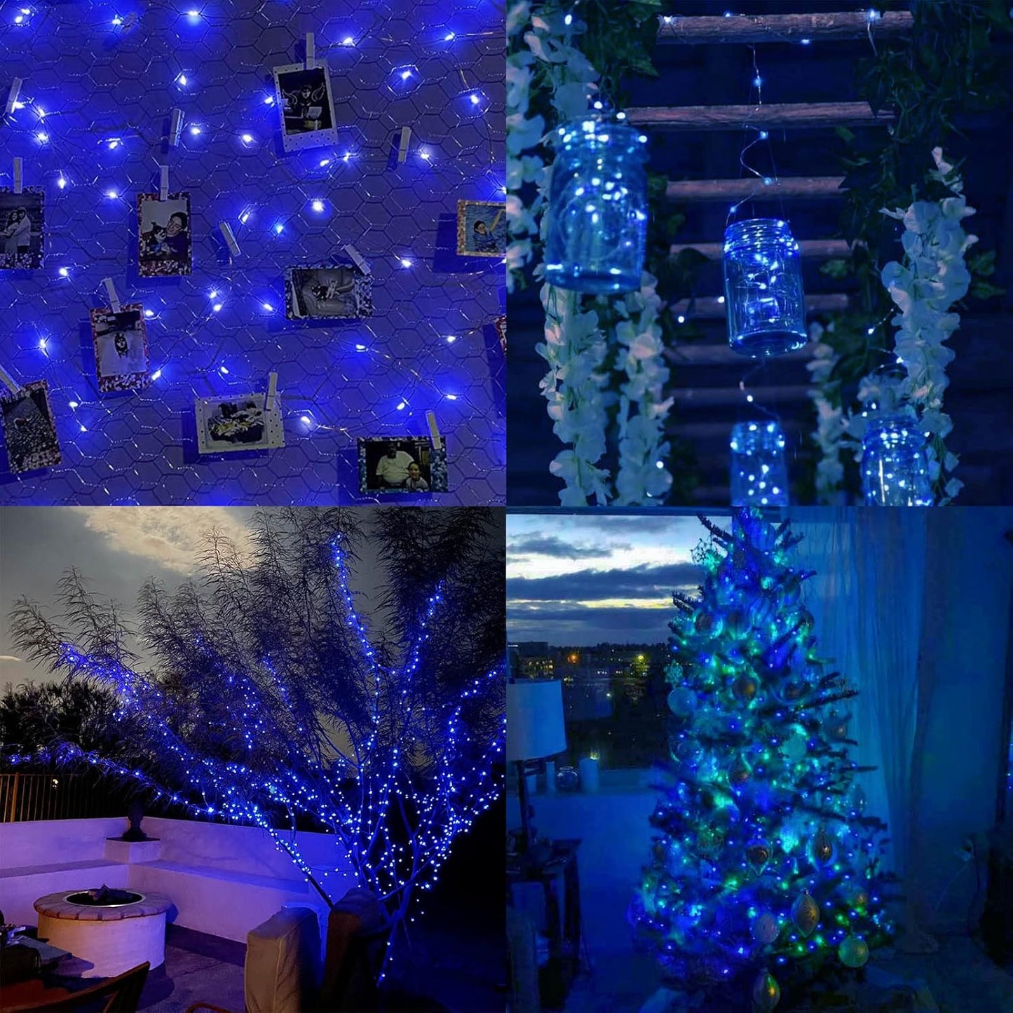 66Ft 200LED Fairy Lights Plug in, Waterproof String Lights Outdoor & Indoor 8 Modes with Timer, Christmas Light Bedroom Decor, Twinkle Light for Girl's Room Garden Christmas Decorations (Blue)