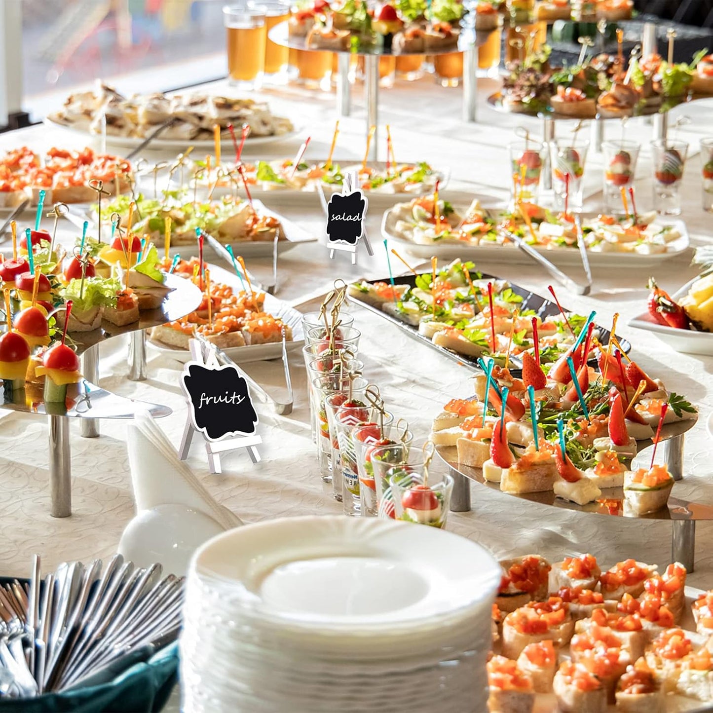 ULENDIS 10 Pack Mini Chalkboard Signs With Easel Stand, 3.9x2.9 Inch Small Wooden Labels, Reusable Blackboard Tags for Event Decoration, Wedding Signs, Cards, Tables, Party