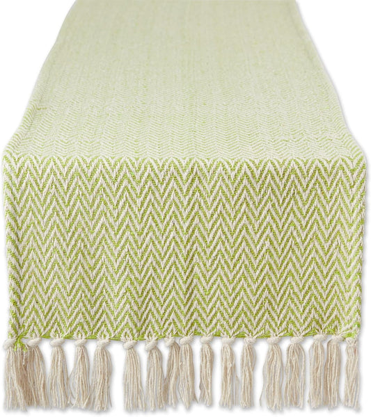 DII Woven Basic Tabletop Collection Chevron Table Runner, 15x108, Avocado