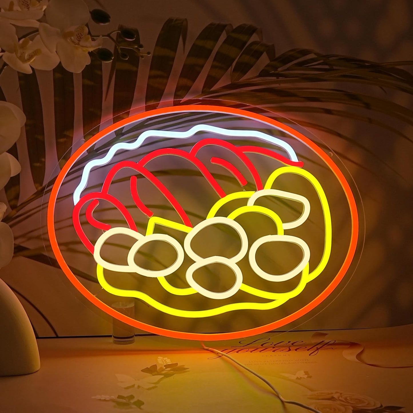 LISIGNVE Curry Meat Dish Neon Sign Beef Curry Sign Neon Light for Wall Decor Curry Rice Led Light Up Sign for Indian Restaurant Kitchen Japanese Thai Style (16.5 * 12.6 In)