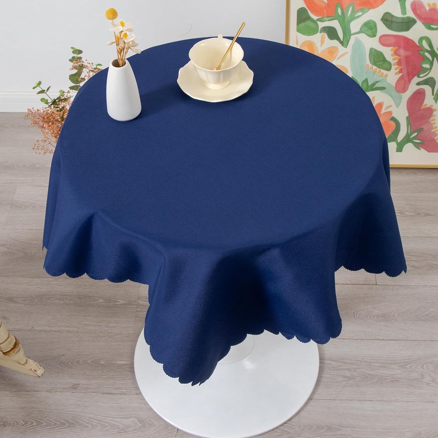 Square Navy Tablecloth 43 x 43 Inch Polyester Fabric Washable Table Cloth Decorative Wrinkle Resistant Solid Color Table Cover for Kitchen Dinning Party Wedding Camping