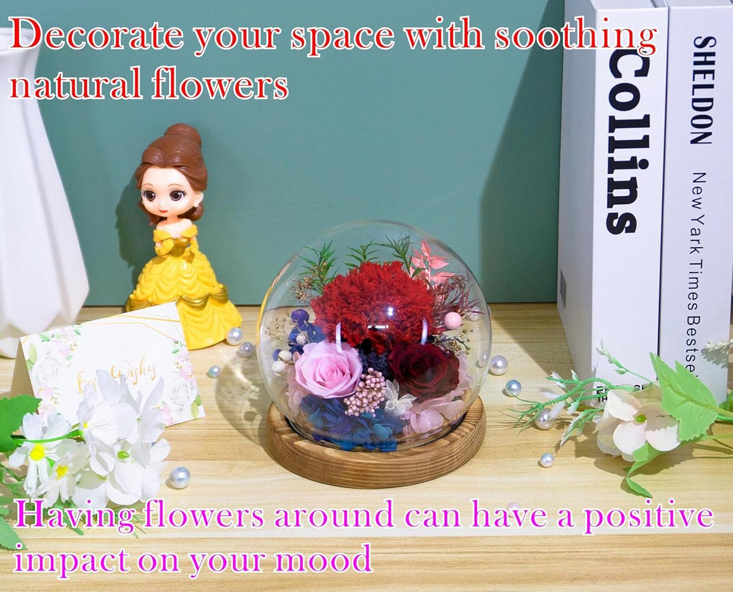 Valley of Rain & Forest Long-Lasting Real Flowers, Unique Floral Gift For you to send Love for All Occasions, for Indoor Decoration (Red Carnation, Pink Rose, Wine-Red Rose)