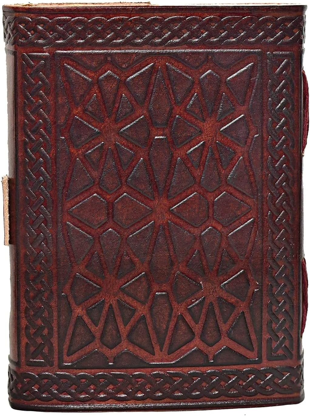 cuero 3 Moon Blue Lapiz Embossed Vintage Leather Journal | 240 Pages of Antique Handmade Deckle Edge Vintage Paper, Leather Sketchbook, Drawing Journal, Great Gift (6 inch by 8 inch, brown)