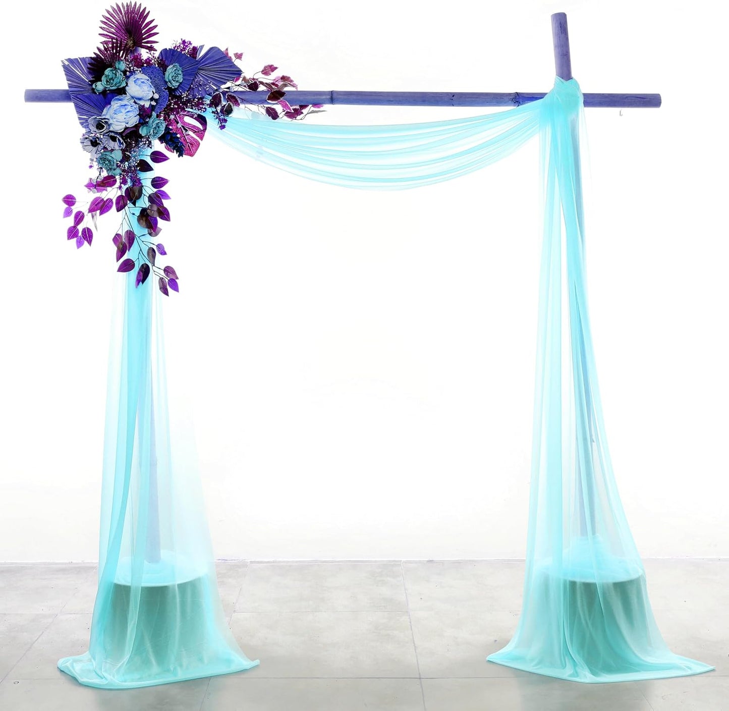 VDS Pack of 2 Panel (30 Inch X 40 Feet) Wedding Arch Draping Fabric Sheer Chiffon Fabric Drapery for Wedding Ceremony Reception Swag Backdrop Canopy Chuppah ARBO Altars Decoration (Teal)