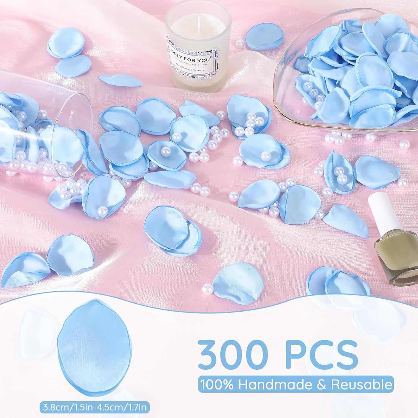 Suream Fake Flower Petals, 300 Pieces Silk Rose Petals Wedding Aisle Scatter Flower Petals for Valentine's Day Engagement Party Dinner Event Bridal Shower(Blue)