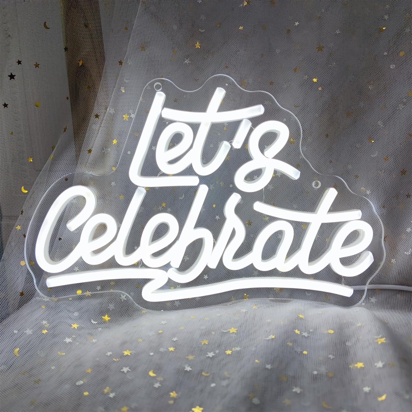 Neon Signs for Wall Decor - Let's Celebrate & Party LED Sign, 11.8" x 7.7"
